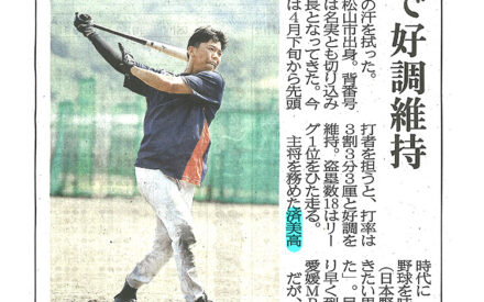 地道な鍛錬で好調維持 外野手　三上愛介(20)済美高出
