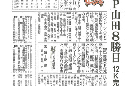 愛媛マンダリンパイレーツ（ＭＰ）山田８勝目