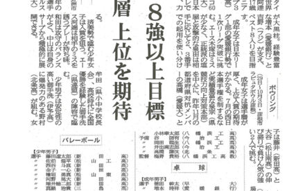 滋賀国スポ　県勢展望［１］バレーボール・卓球
