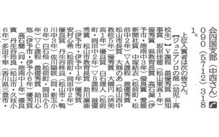 第17回四国Ｂジュニアピアノコンクール・ピアノオーディション受賞者
